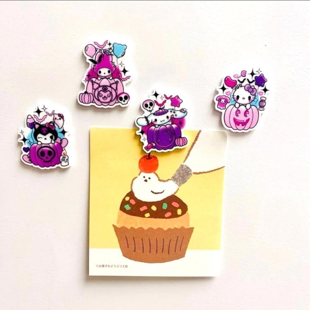 Sanrio Halloween Magnets 4 Pcs, Hello Kitty Spooky Pink Pumpkin Melody Kuromi - Picture 2 of 2